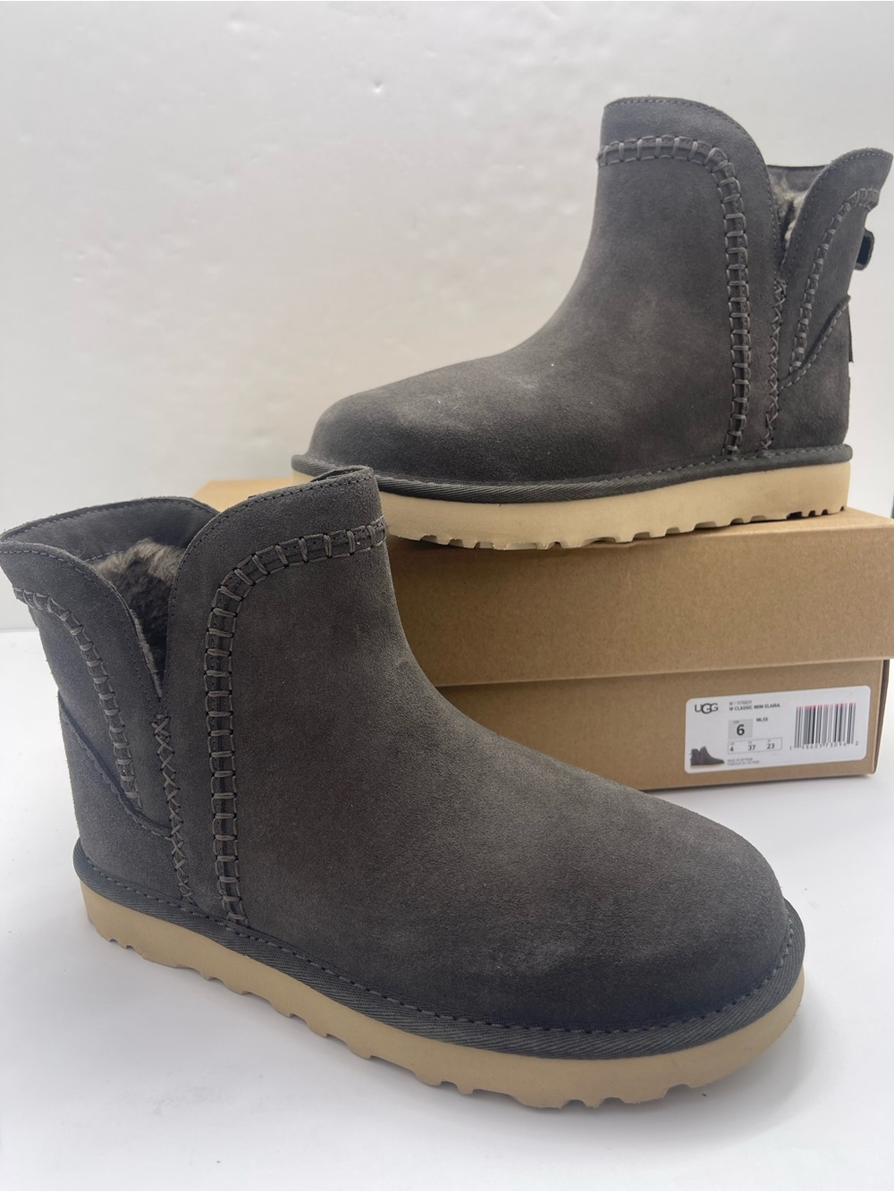 UGG Women’s Classic Mini Elaria Boots W1178831 MLSS Suede Sheepskin Booties - Picture 13 of 16